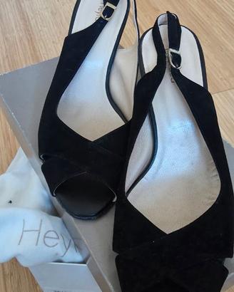 Scarpe decolté nere 39 donna cuoio camoscio nuove