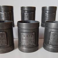 Set 6 boccali peltro vintage decorativi