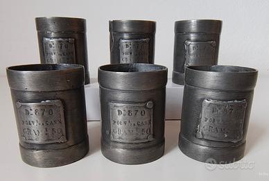 Set 6 boccali peltro vintage decorativi
