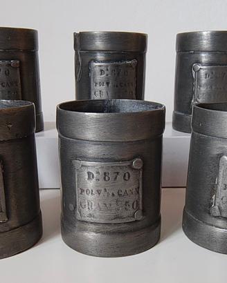 Set 6 boccali peltro vintage decorativi