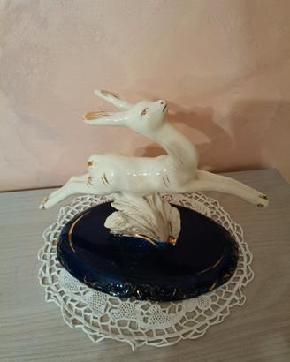 Vecchia statua cerbiatto artigianale in ceramica 