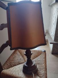 Lampada da tavolo vintage base bronzo paralume