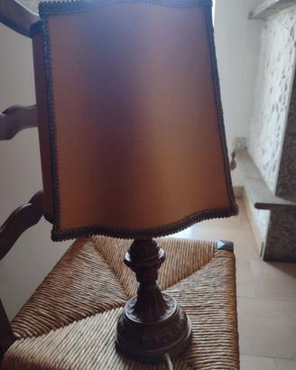 Lampada da tavolo vintage base bronzo paralume