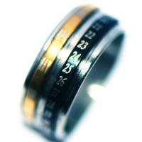 Anello da uomo in acciaio inox nero con numeri