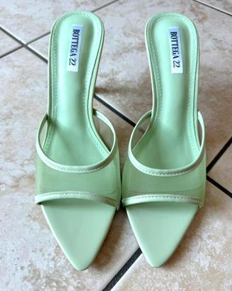 Mules verde menta in Mesh