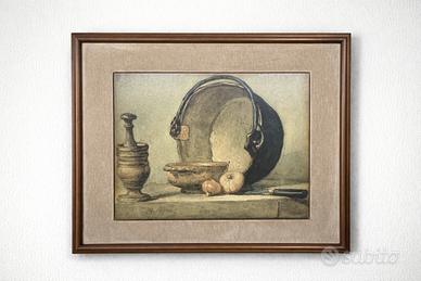 Quadro Natura morta con calderone di rame