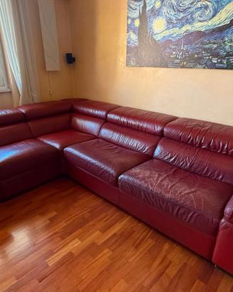 Divano angolare mod. Atlanta in eco pelle bordeaux