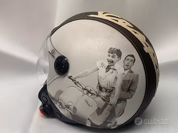 casco rivestito ecopelle VACANZE ROMANE vespa px s