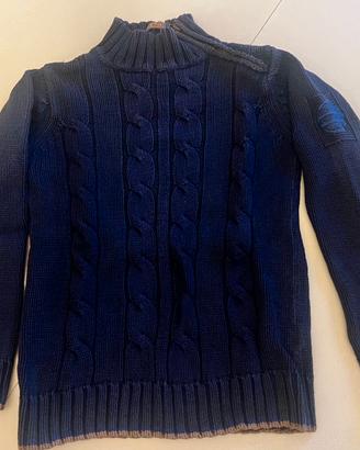 Maglione maglia blu a trecce Okaidi, bambino 10A