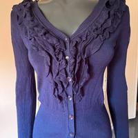 cardigan blu pizzo trasparente