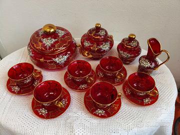 Servizio te' Caffè Murano Rosso Rubino Oro 24kt