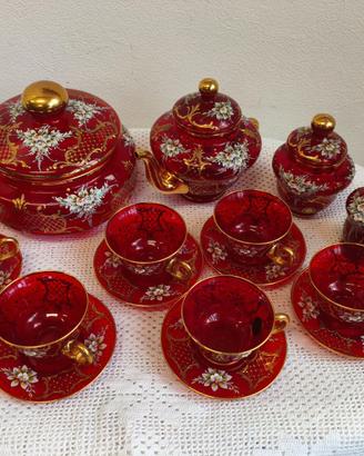 Servizio te' Caffè Murano Rosso Rubino Oro 24kt