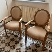 2 poltroncine stile luigi XVI in legno e tessuto