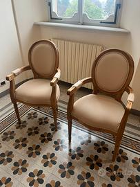 2 poltroncine stile luigi XVI in legno e tessuto