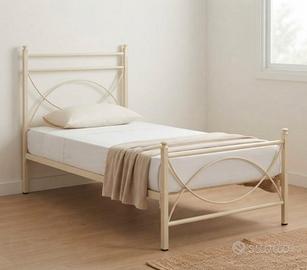 struttura letto singolo ferro battuto avorio crem