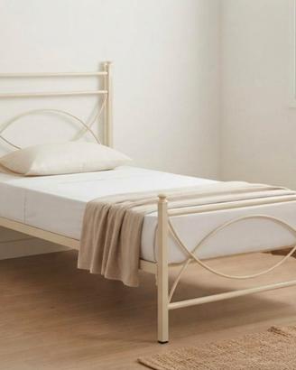 struttura letto singolo ferro battuto avorio crem