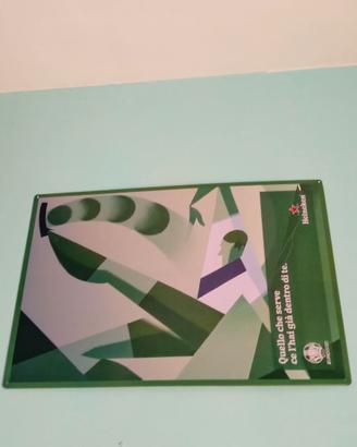 cartello pubblicitario in metallo della heineken