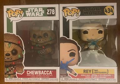 Funko pop star wars chewbacca e Rey