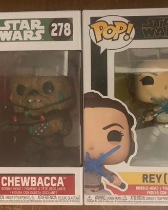 Funko pop star wars chewbacca e Rey