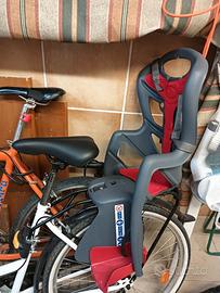 Seggiolino posteriore per bici co aggancio al tela