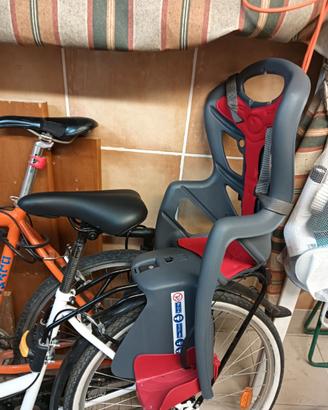 Seggiolino posteriore per bici co aggancio al tela