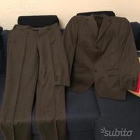 Vestito-abito eleg nero gessato in lana, taglia 46