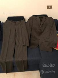 Vestito-abito eleg nero gessato in lana, taglia 46