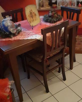 tavolo sala + 4 sedie legno 