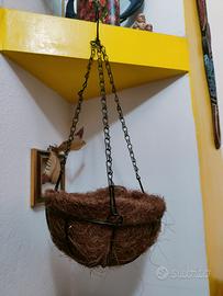Vaso sospeso portapiante in fibra di cocco