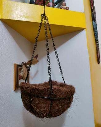 Vaso sospeso portapiante in fibra di cocco