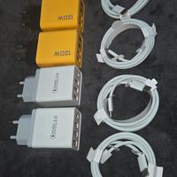 4x Caricabatteria USB + 4x Cavi USB Type-C 