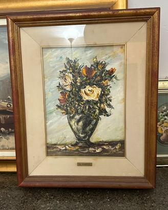 Quadro  natura morta raffigurante un vaso di fiori