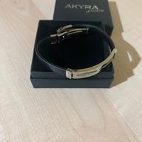 Bracciale Akyra Gioielli Acciaio e Caucciù Nero