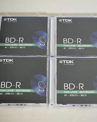 4 Dischi Blu Ray TDK 50 GB BD-R DL 4x