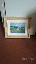 Quadro dipinto tela B. Camurati paesaggio 1971