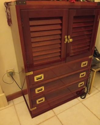 Mobiletto stile marina laccato lucido mogano rosso