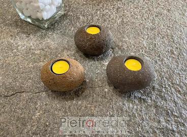 Porta candele in sasso