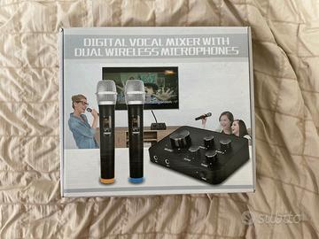 Kit Karaoke Mixer Digitale + 2 Microfoni Wireless