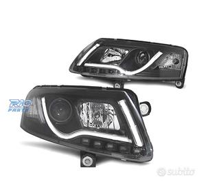 FARI AUDI A6 C6 04-08 LUCE DIURNA DRL LED NERO