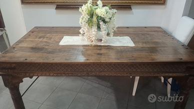 Tavolo legno massello e ferro battuto