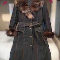 Cappotto imbottito Imperial -  Denim e Pelliccia
