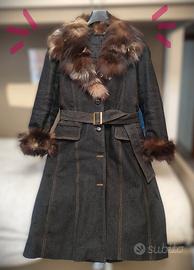 Cappotto imbottito Imperial -  Denim e Pelliccia