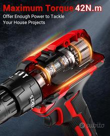 Avvitatore A Batteria 21V FAHEFANA - Trapano A Percussione Con 2 Batterie, 45Nm, 29 Accessori - Foto 8