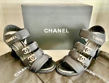 CHANEL , Sandali In Tessuto Nero