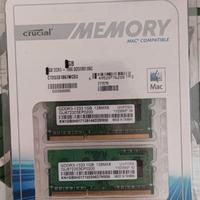 RAM crucial 2x1GB DDR3 1333 MhZ1066 SODIMM