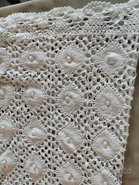 copriletto vintage in cotone tipo uncinetto 