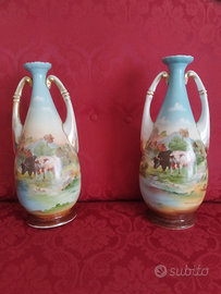 Coppia anfore antiche porcellana integre rare