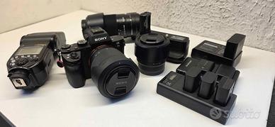 Sony A7II + 50mm 1.8 + 28-70 + 75-300 + LA-EA4