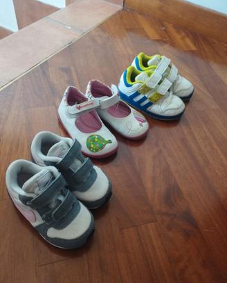 Lotto 3 paia di scarpe bambina Adidas e Nike 22