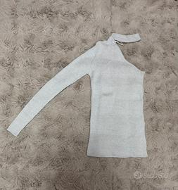 Maglia monospalla Tally Weijl argentata XS lurex